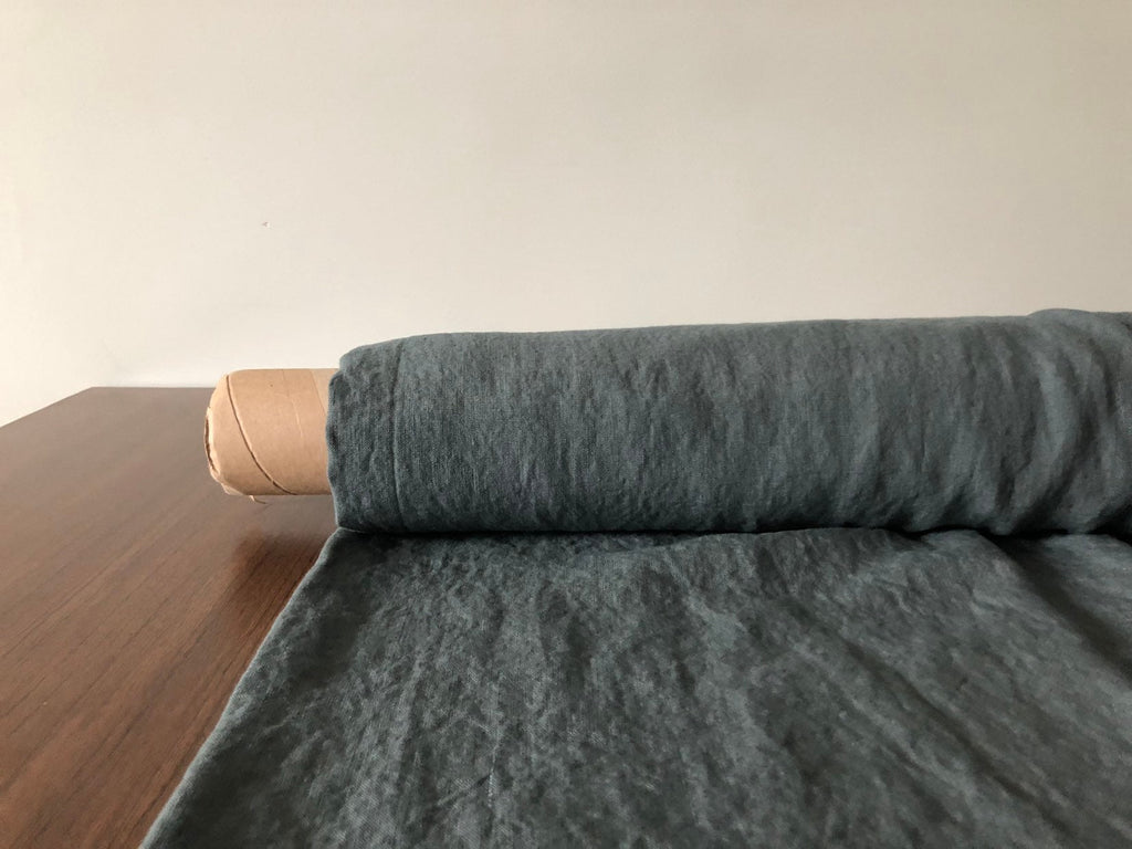 Extra Wide Soft Linen Fabric: BGO27 Green, 250cm Width