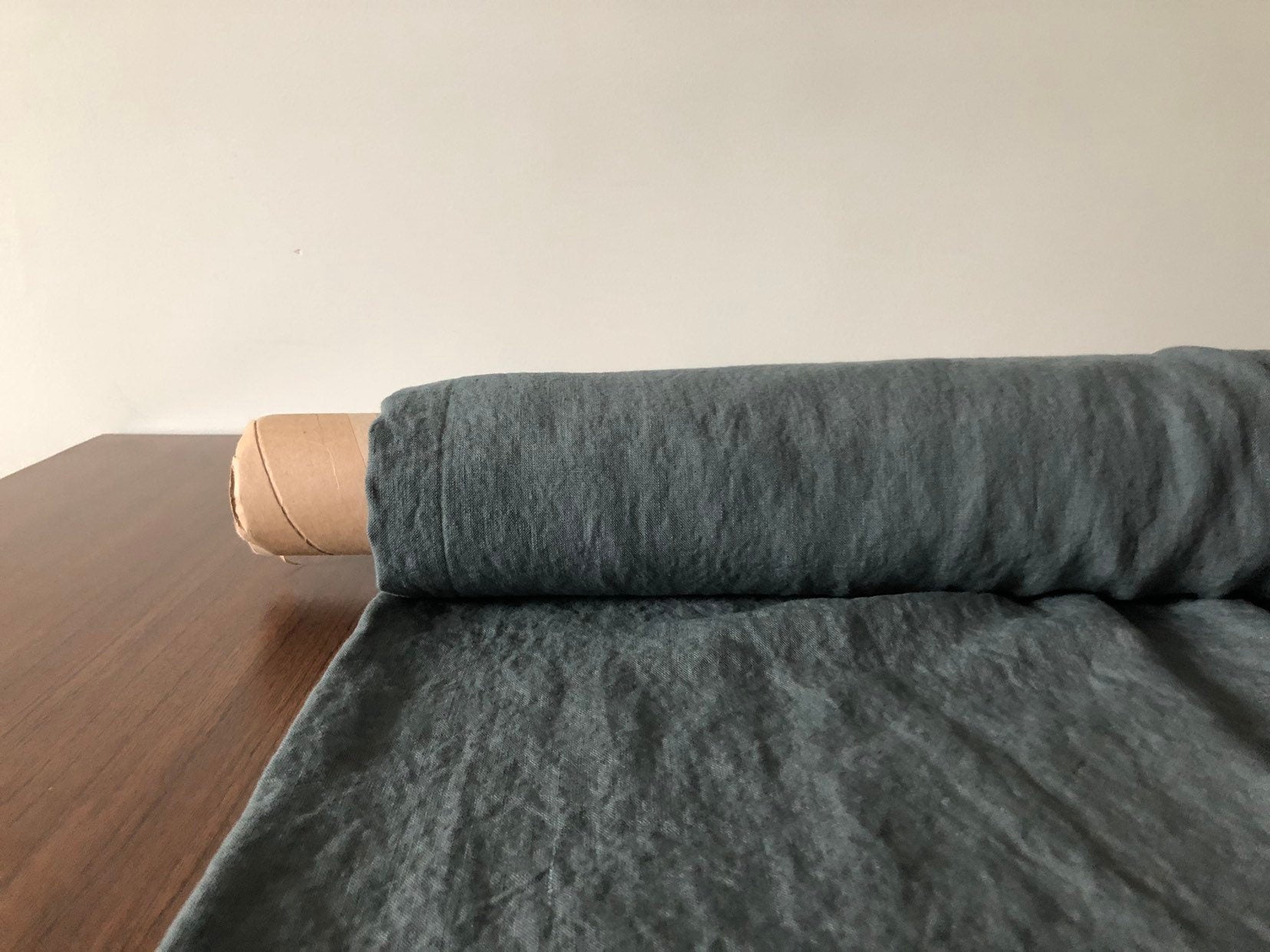 Extra Wide Soft Linen Fabric: BGO27 Green, 250cm Width