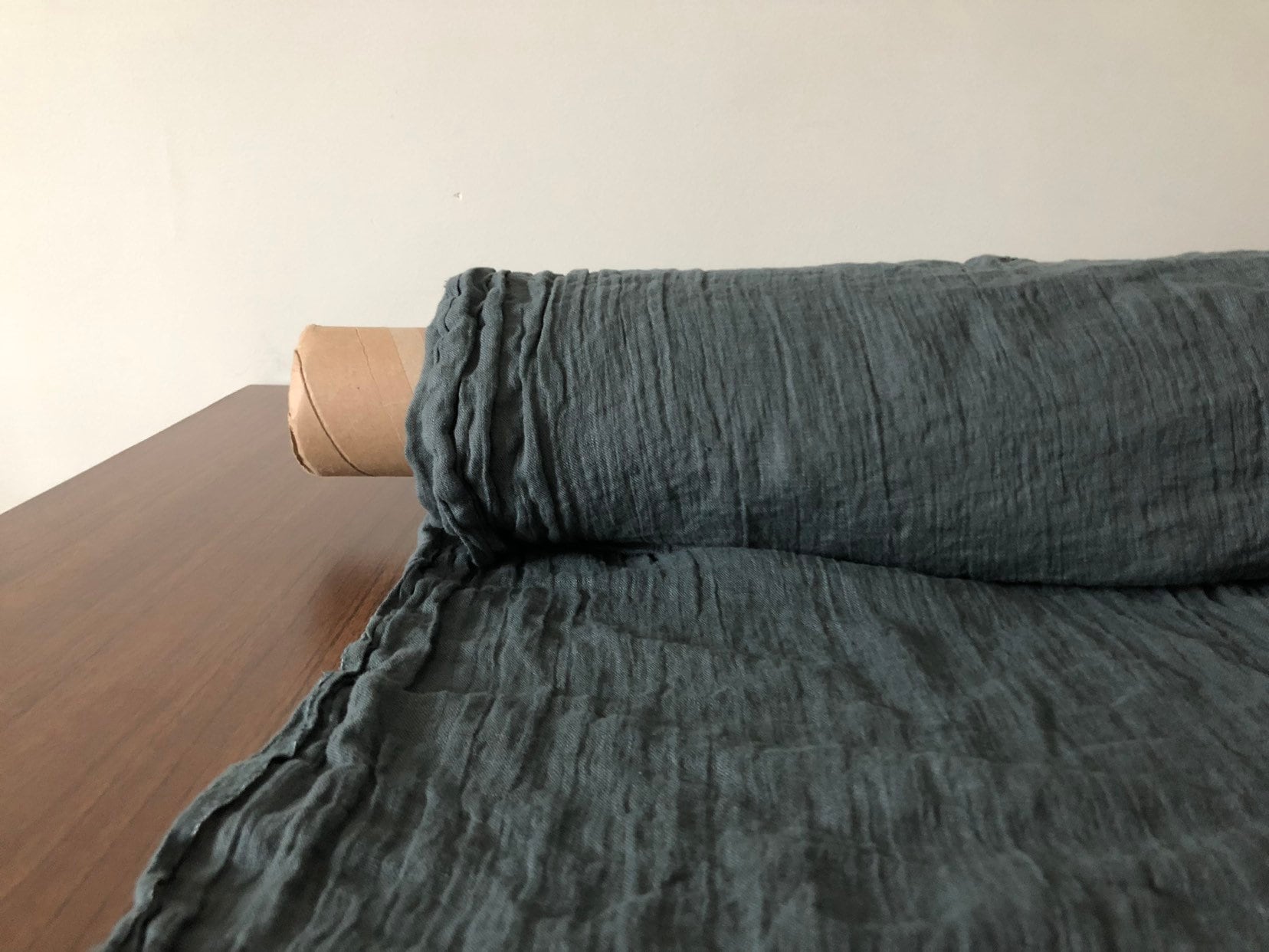Soft Green Linen Fabric: 100% Natural, 142cm Wide