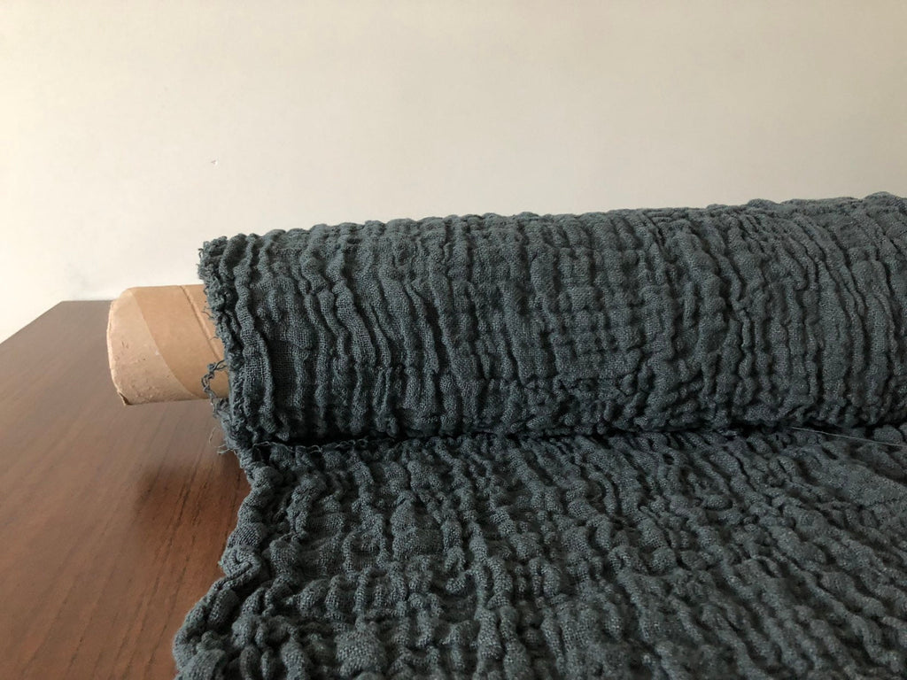 Green Linen Fabric: Softened Linen by the Yard, 140cm Wide