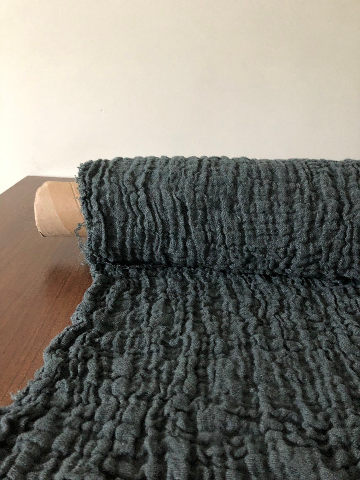 Green Linen Fabric: Softened Linen by the Yard, 140cm Wide