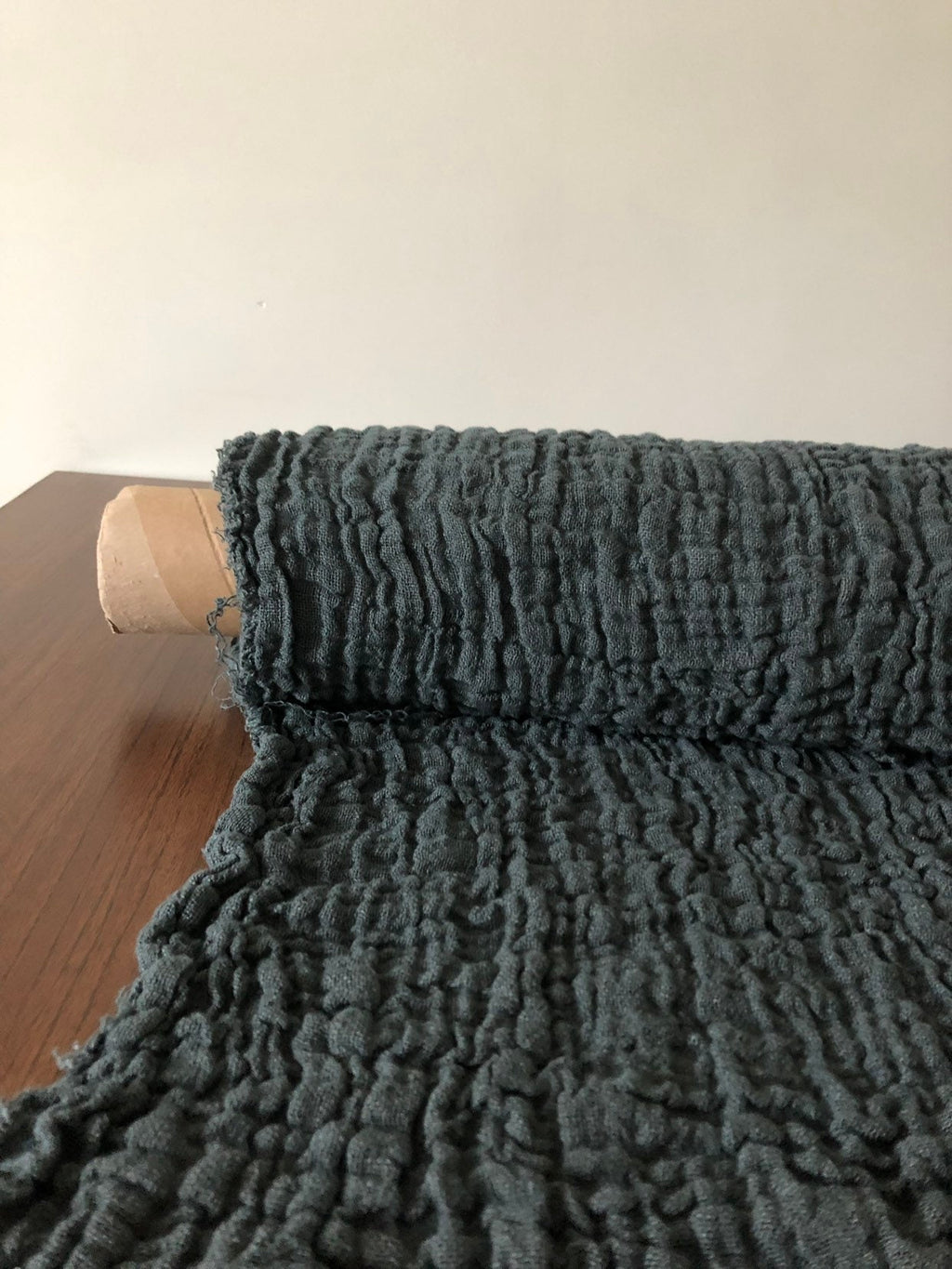 Green Linen Fabric: Softened Linen by the Yard, 140cm Wide