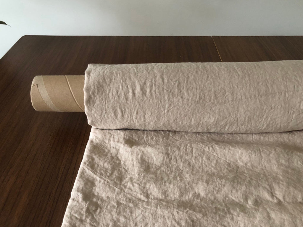 Extra Wide Creamy Linen Fabric: Softened Bedding Material, 99" Wide