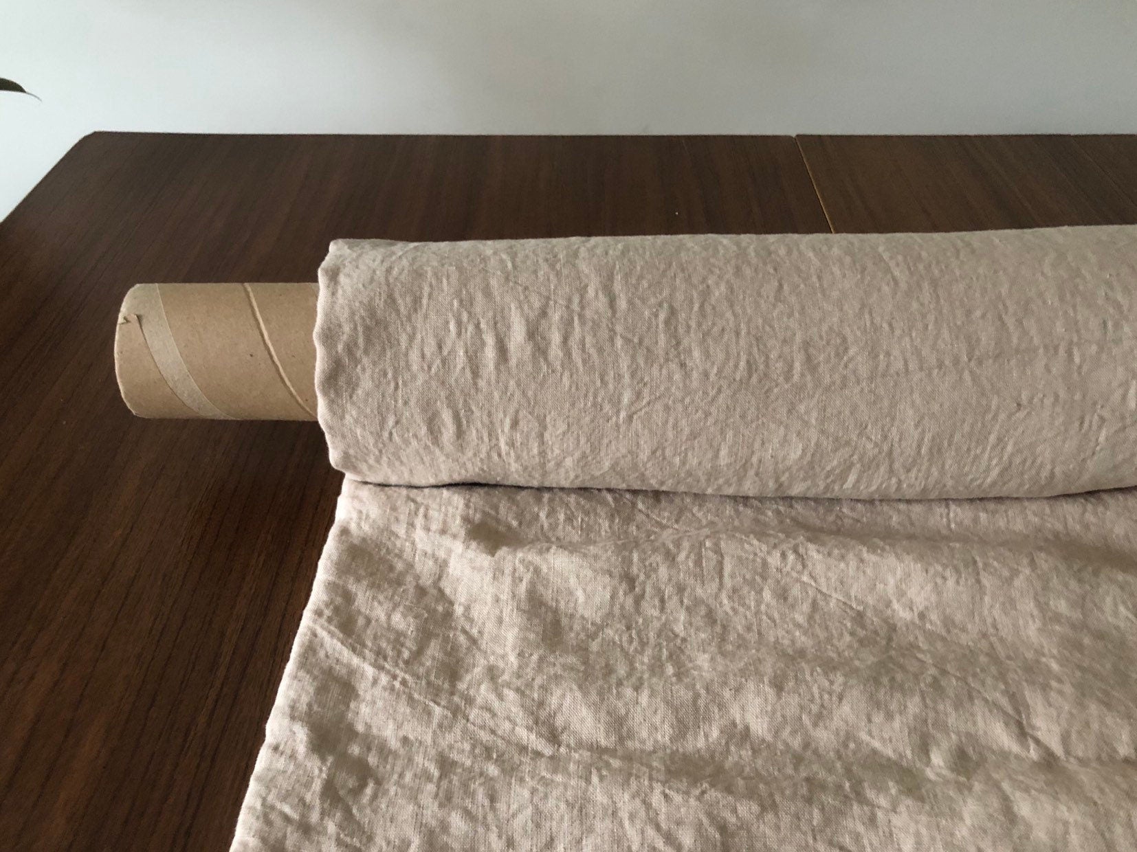 Extra Wide Creamy Linen Fabric: Softened Bedding Material, 99" Wide