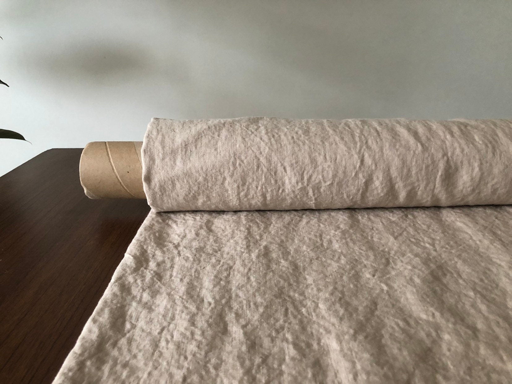 Extra Wide Creamy Linen Fabric: Softened Bedding Material, 112" Wide