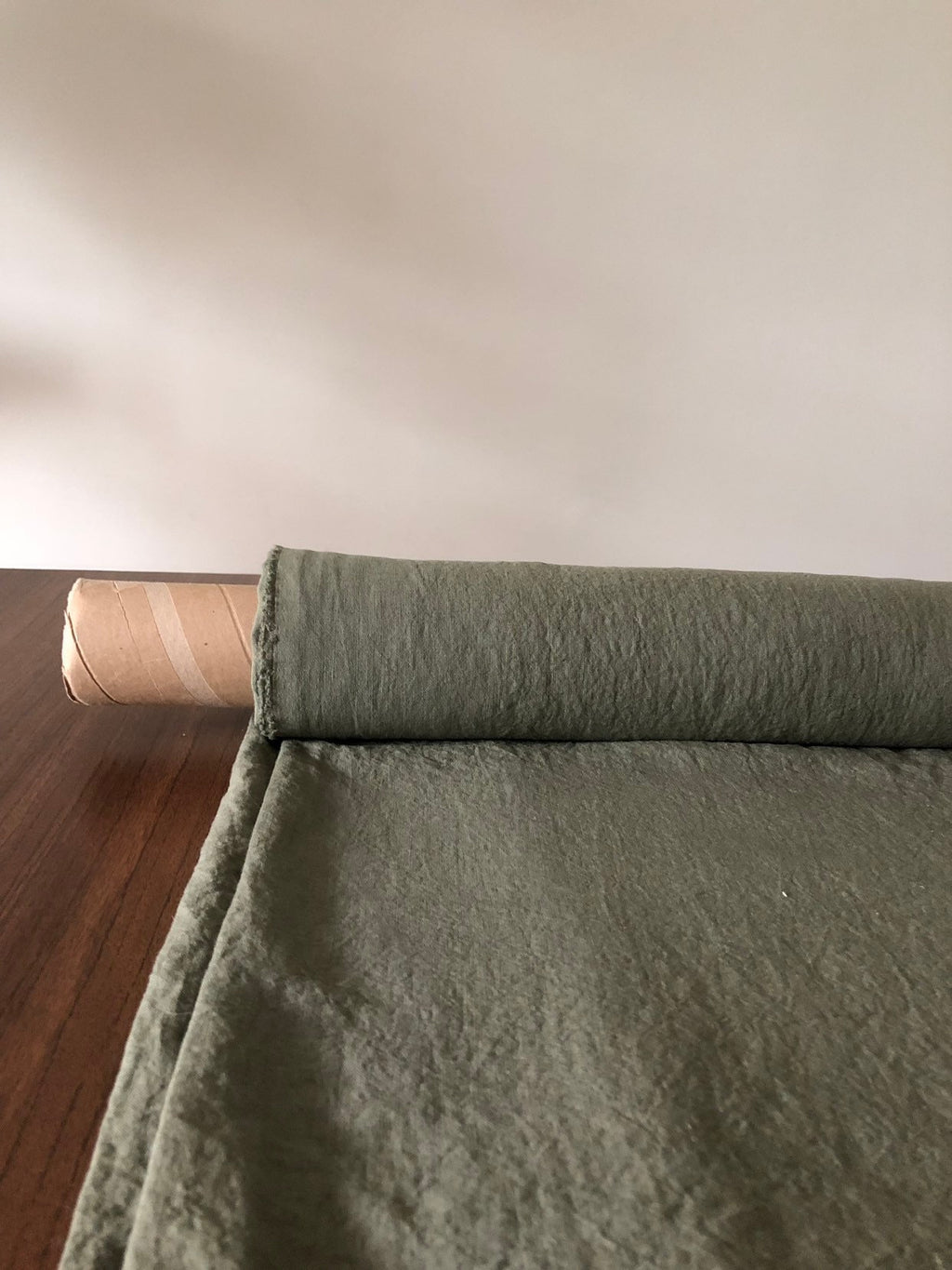 Extra Wide Cedar Green Linen Fabric: Softened Bedding & Sewing Material