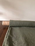 Extra Wide Cedar Green Linen Fabric: Softened Bedding & Sewing Material