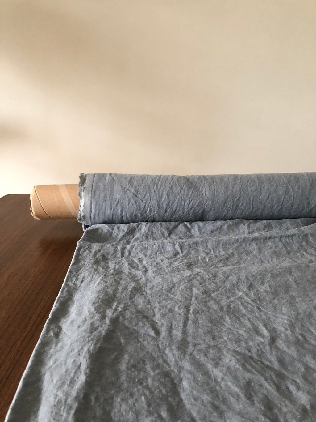 Extra Wide Linen Fabric: Soft Dolphin Blue, 250cm Width