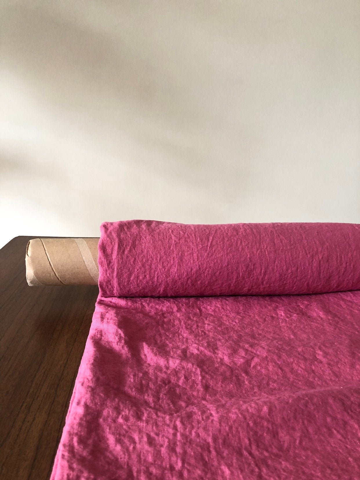 Extra Wide Magenta Linen Fabric: 100% Natural, 250cm Width