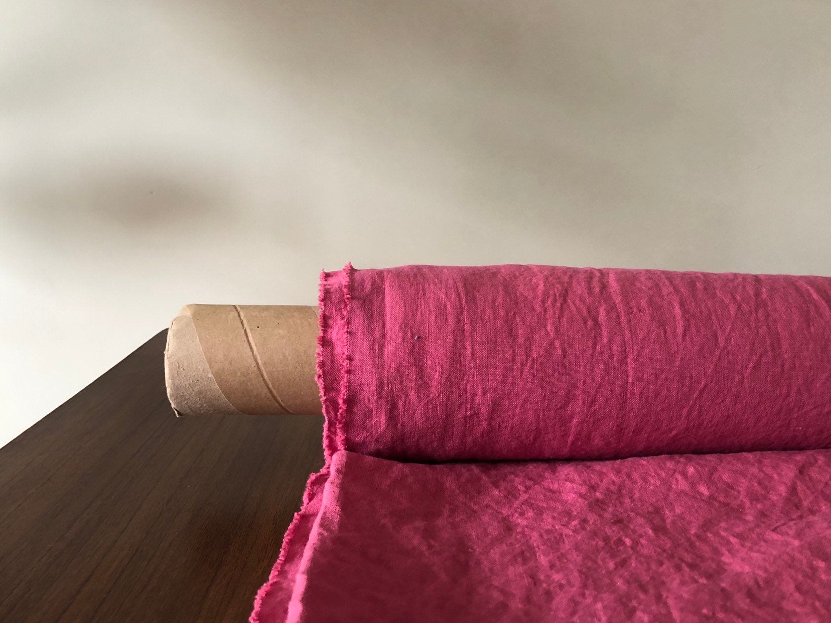 Soft Magenta Linen Fabric: 100% French Flax, 145cm Wide