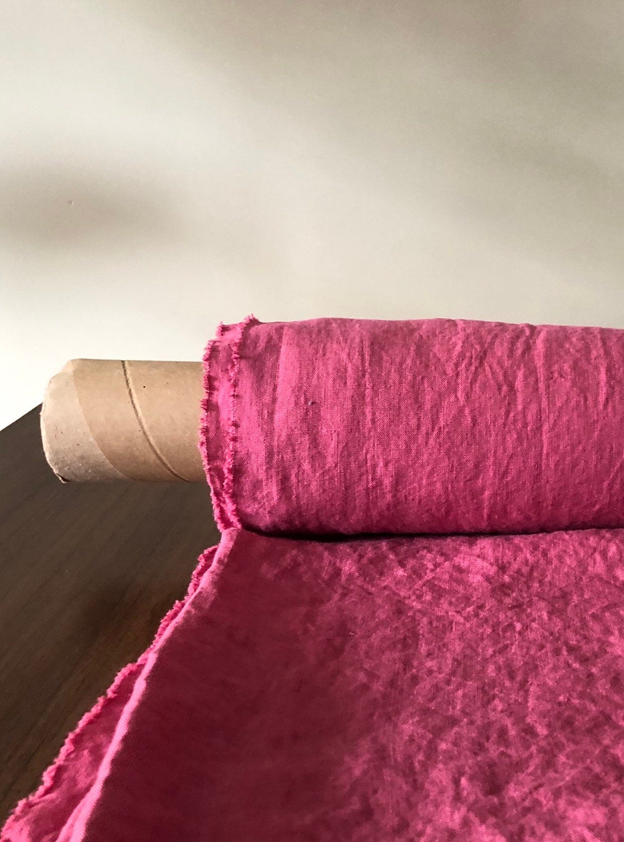 Soft Magenta Linen Fabric: 100% French Flax, 145cm Wide