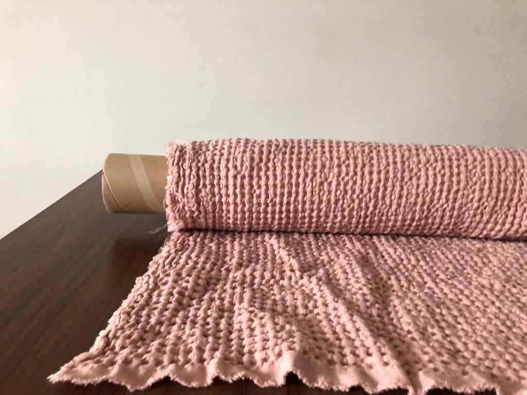 Waffle Linen Cotton Fabric: 88" Extra Wide Rose BGO137