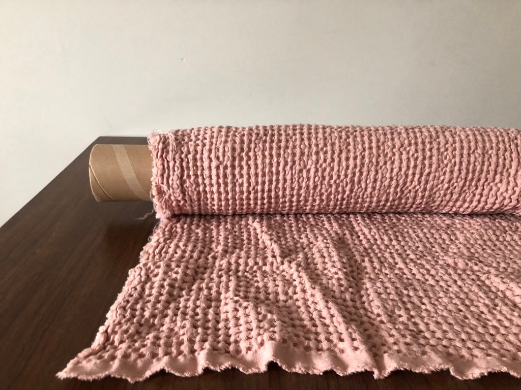 Waffle Linen Cotton Fabric: 88" Extra Wide Rose BGO137