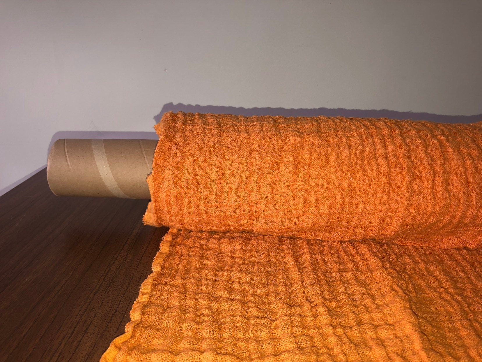 Orange Linen Fabric: Lightweight Softened Linen, 140cm Wide