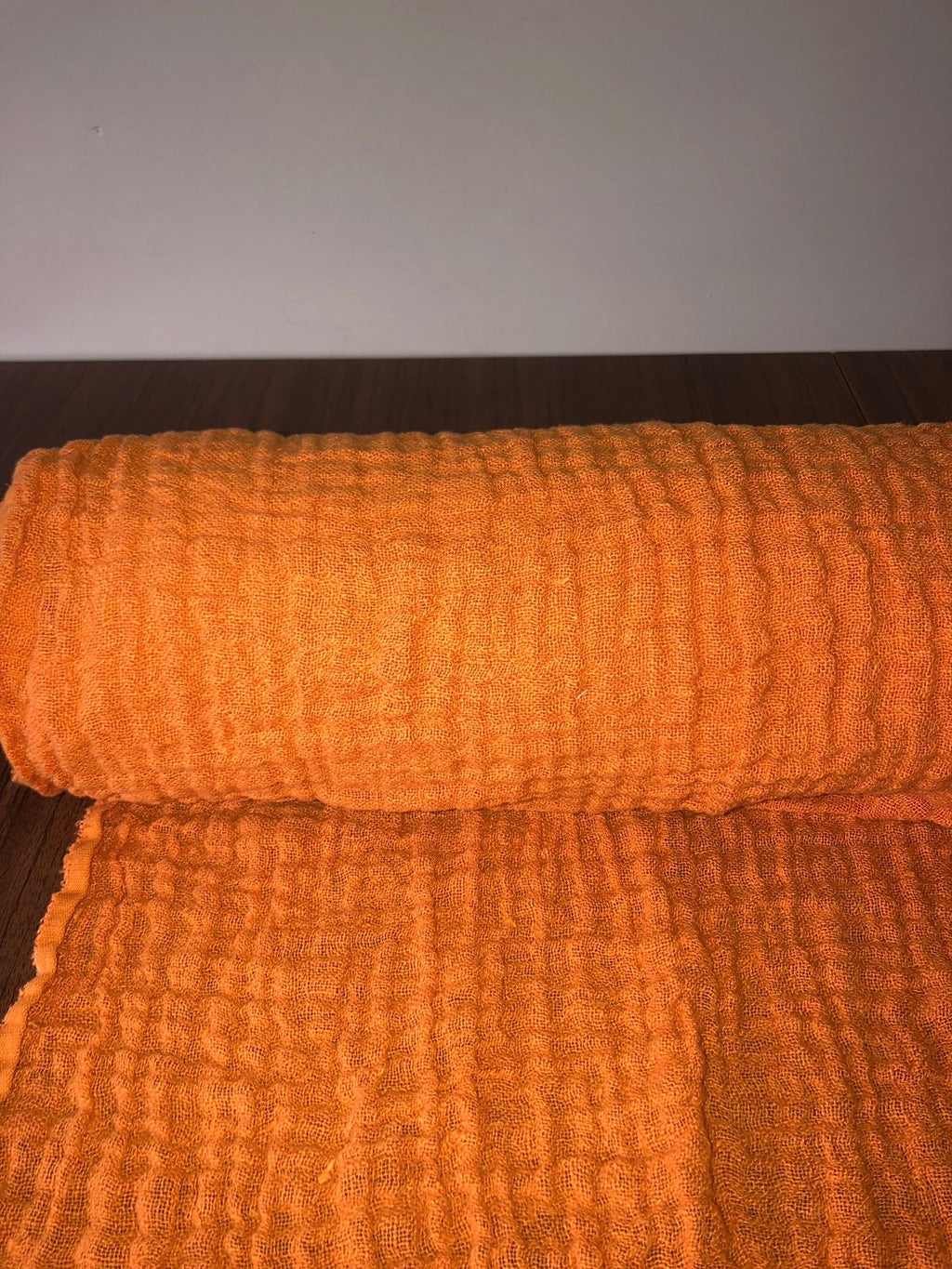 Orange Linen Fabric: Lightweight Softened Linen, 140cm Wide
