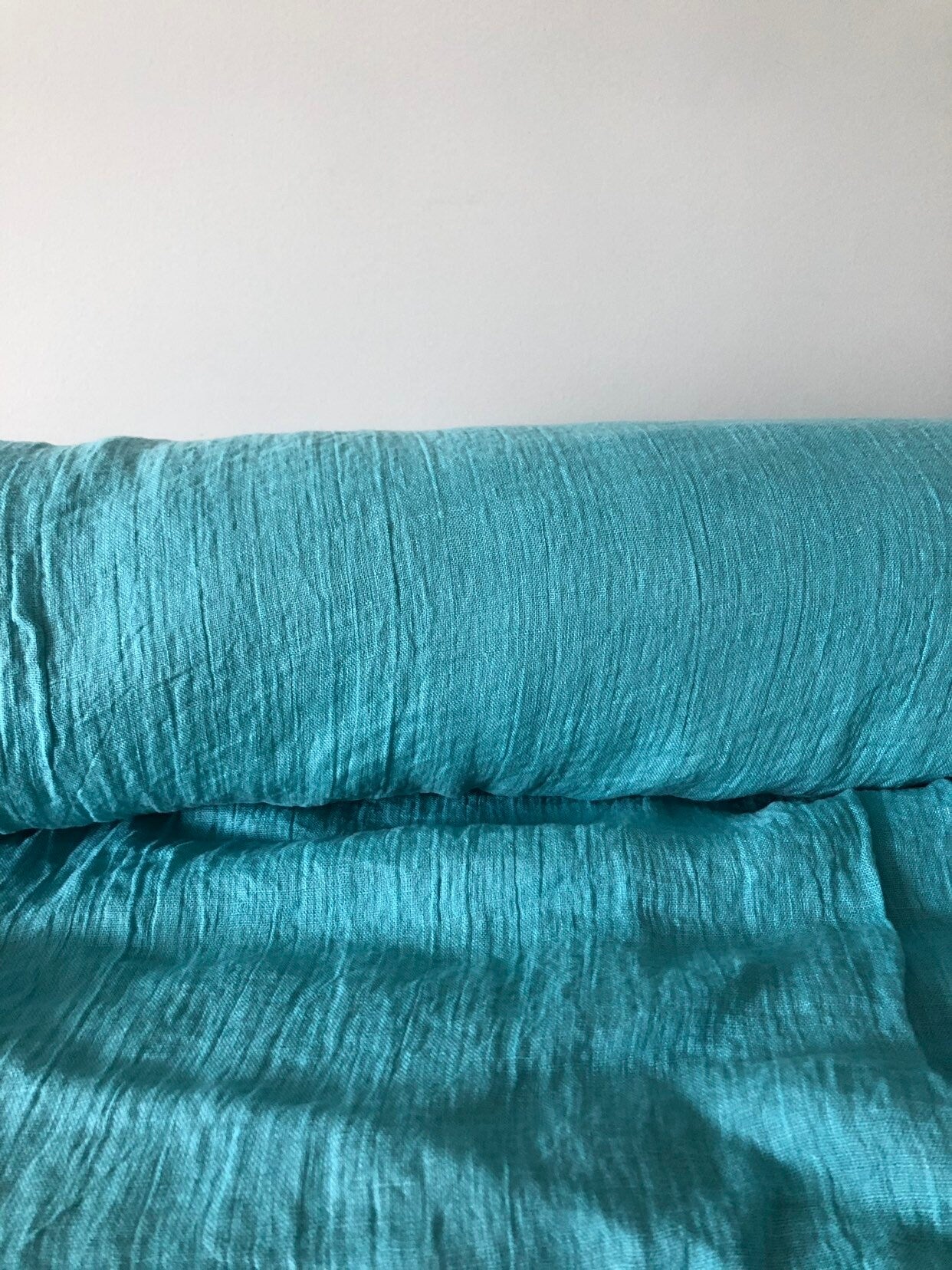 Ocean Blue Linen Fabric: Softened 100% Natural Linen, 142cm Wide