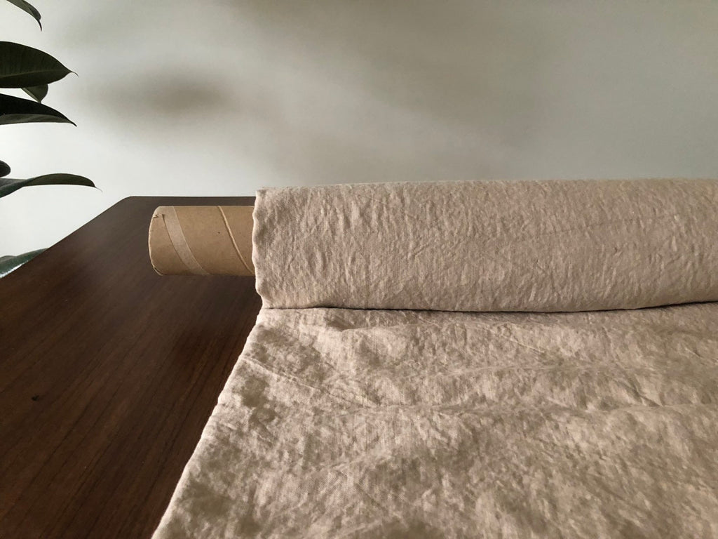 Extra Wide Creamy Linen Fabric: Softened Bedding Material, 99" Wide