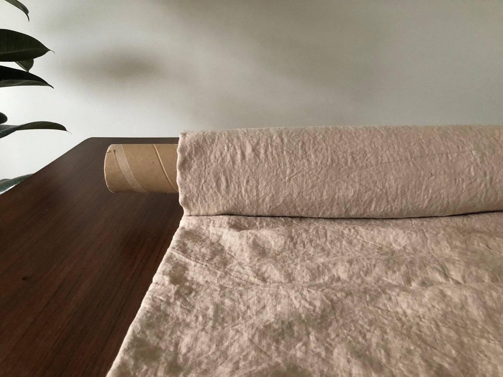 Extra Wide Creamy Linen Fabric: Softened Bedding Material, 99" Wide