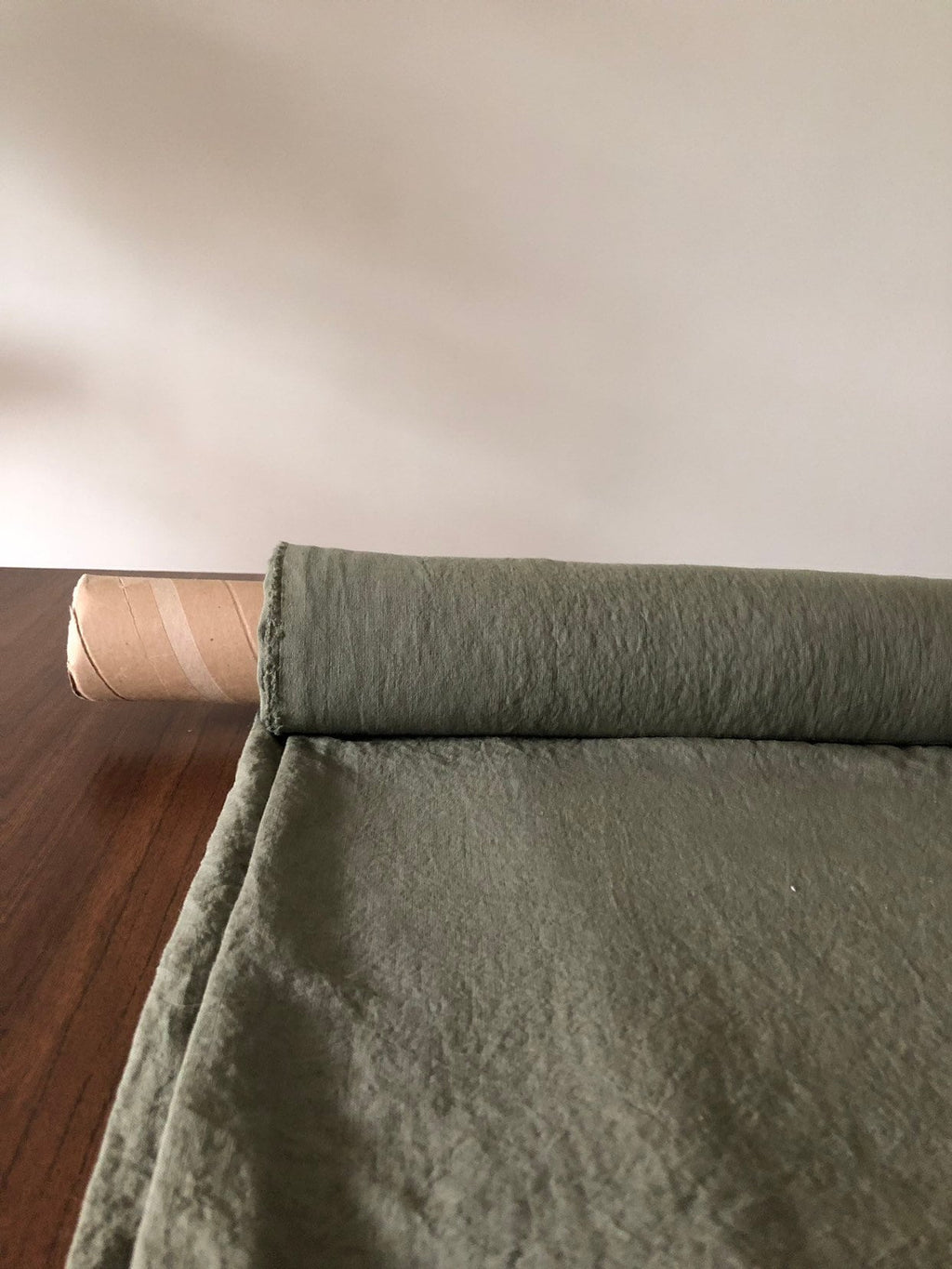 Extra Wide Cedar Green Linen Fabric: Softened Bedding & Sewing Material
