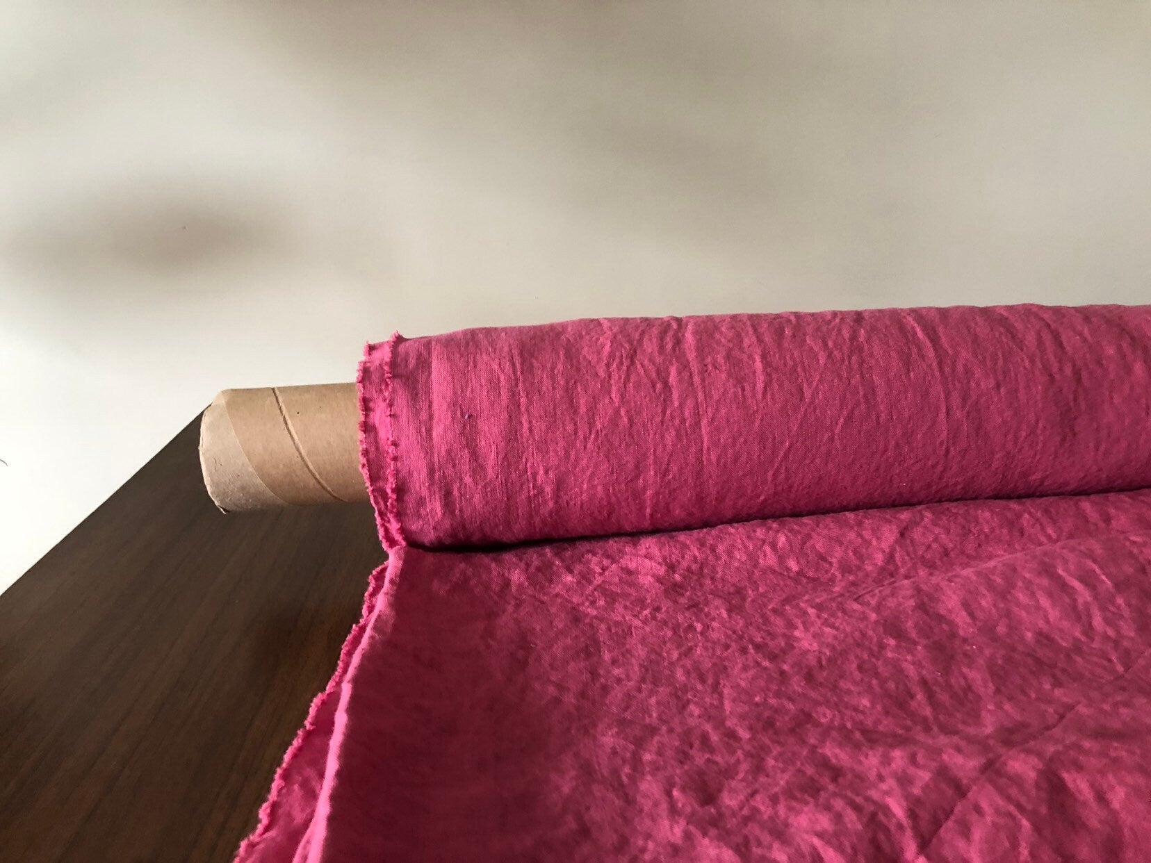 Soft Magenta Linen Fabric: 100% French Flax, 145cm Wide