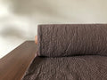 Wide Waffle Linen Cotton Fabric: Brown BGO137, 94" Wide, By The Meter