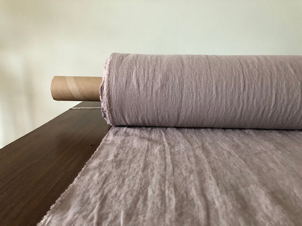 Extra Wide Mystic Lilac Linen Fabric: Softened Bedding & Sewing Material