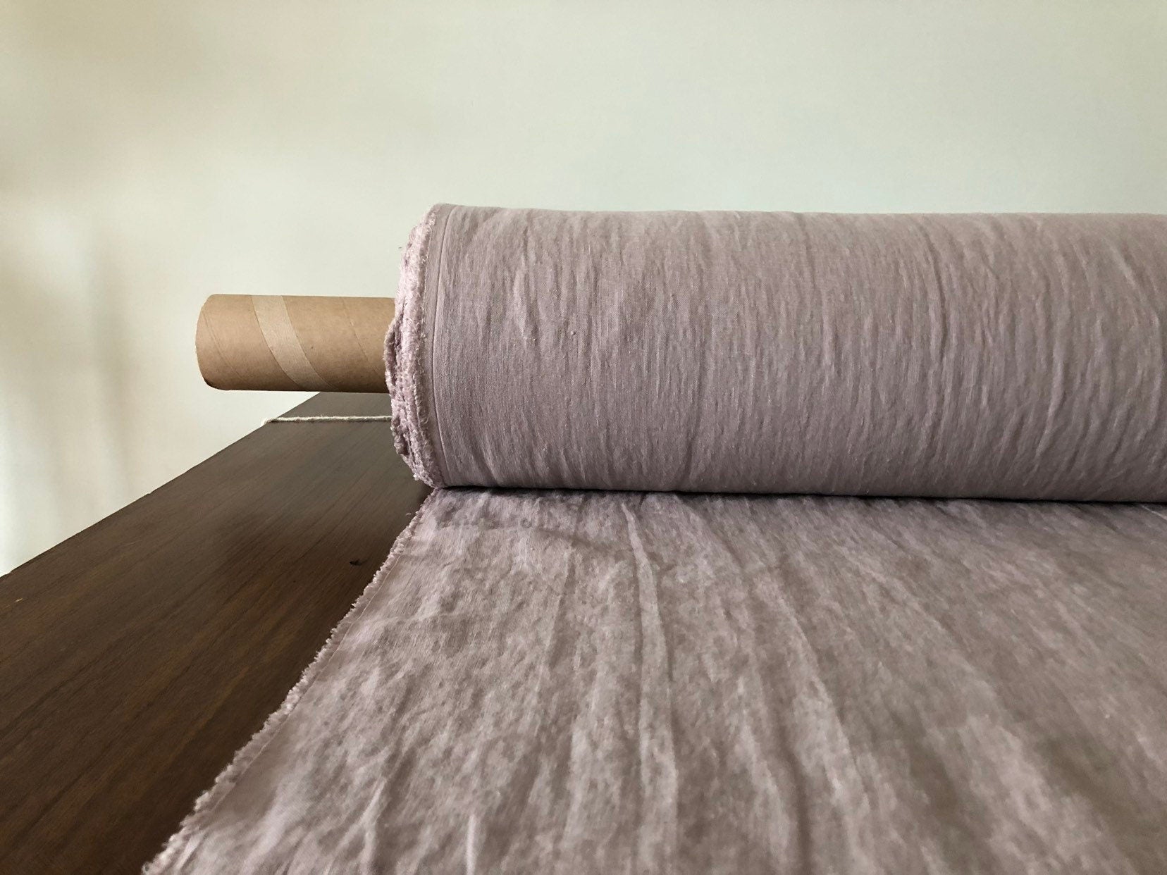 Extra Wide Mystic Lilac Linen Fabric: Softened Bedding & Sewing Material