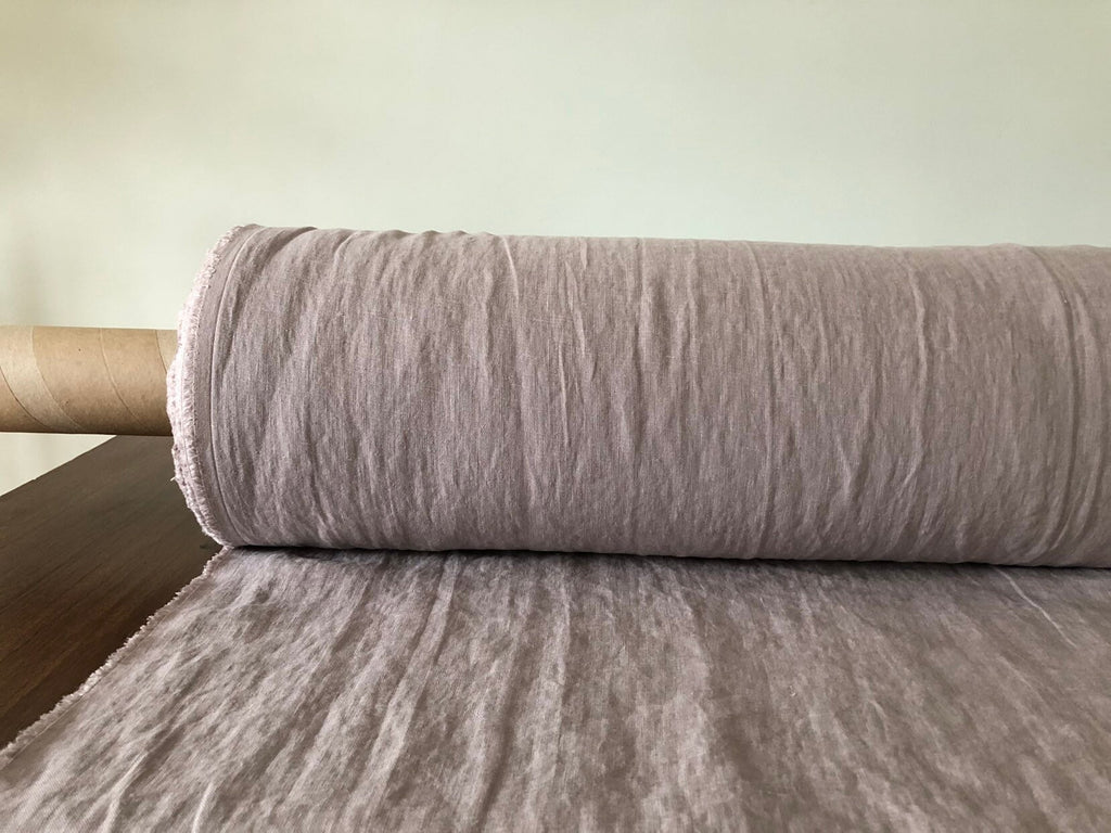 Extra Wide Mystic Lilac Linen Fabric: Softened Bedding & Sewing Material