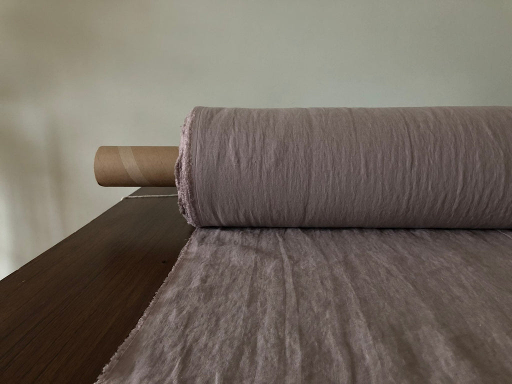 Extra Wide Mystic Lilac Linen Fabric: Softened Bedding & Sewing Material