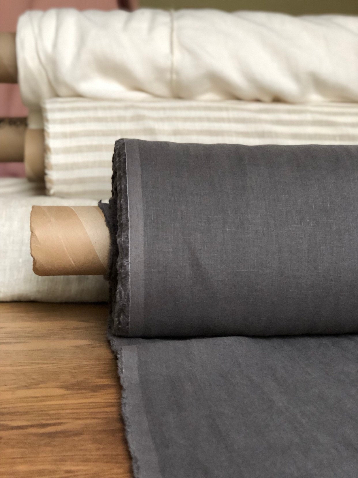 Extra Wide Natural Linen Fabric: Softened Bedding, Sewing (250cm Width)