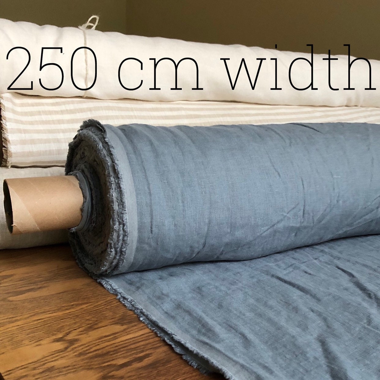 Extra Wide Sea Foam Linen Fabric: 250cm Wide, Bedding & Sewing