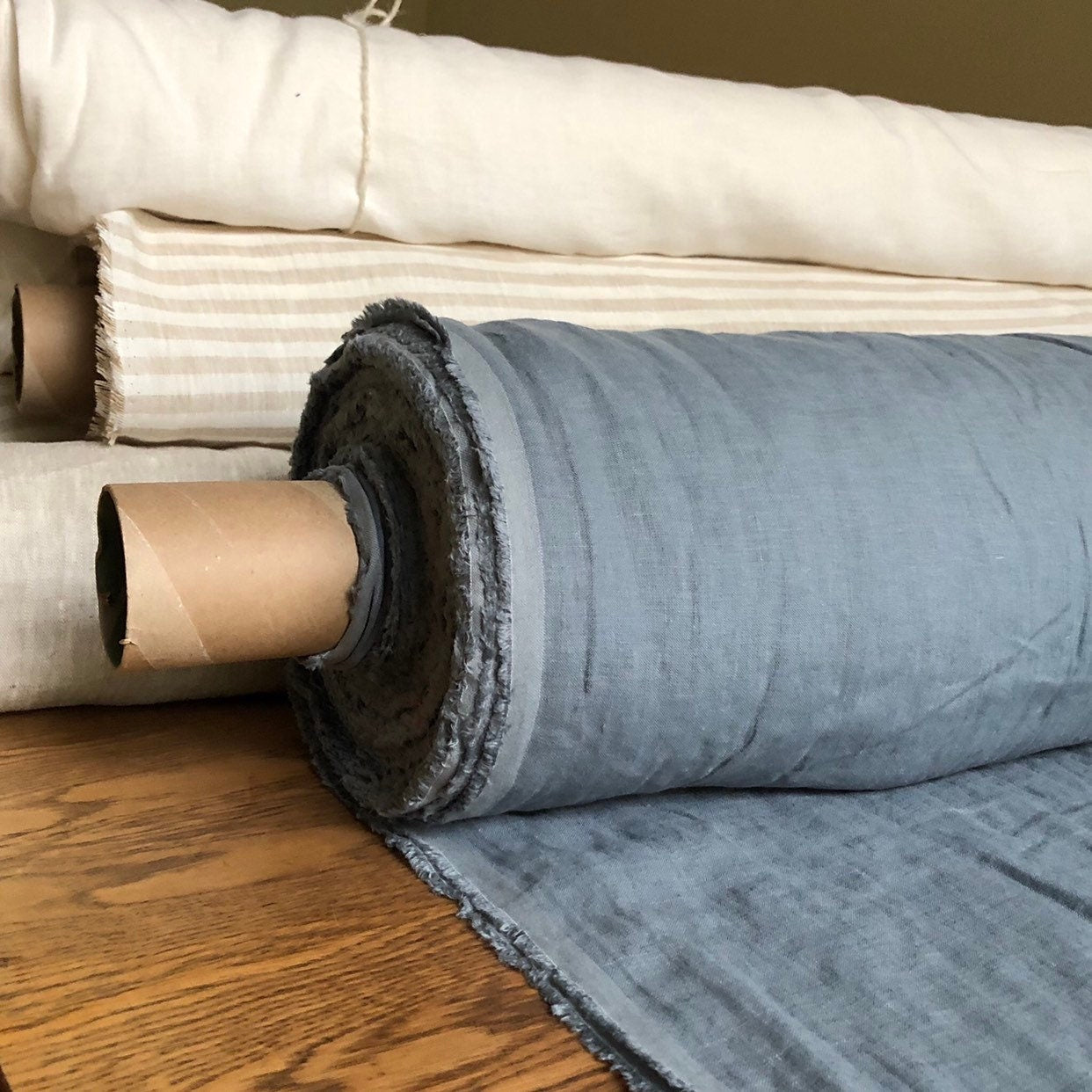 Extra Wide Sea Foam Linen Fabric: 250cm Wide, Bedding & Sewing