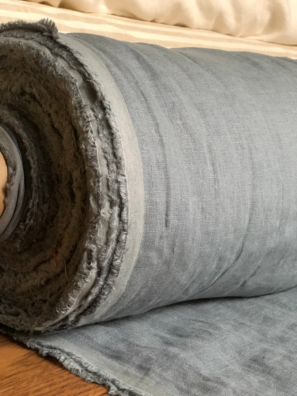 Extra Wide Sea Foam Linen Fabric: 250cm Wide, Bedding & Sewing