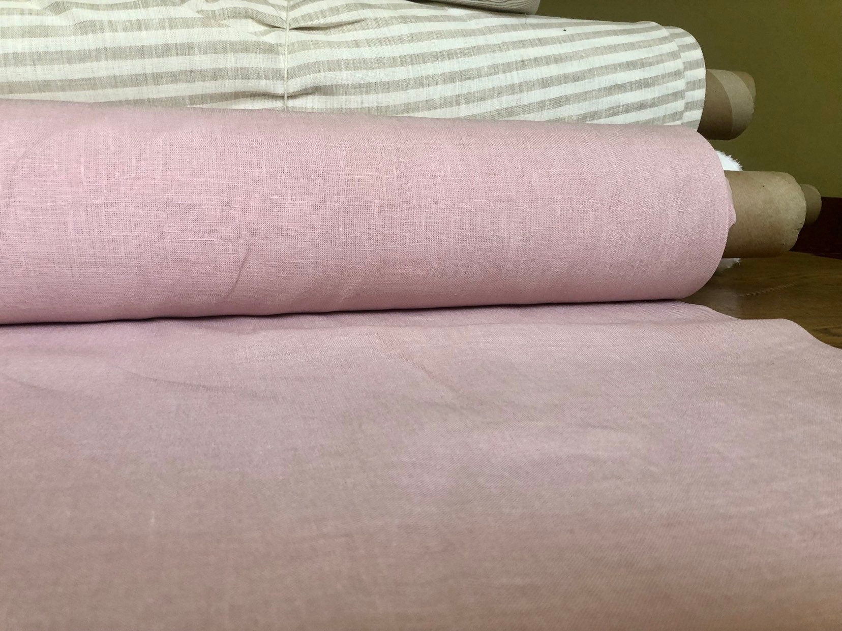 Extra Wide Rose Linen Fabric: 100% Natural, 260cm Wide, For Sewing & Bedding