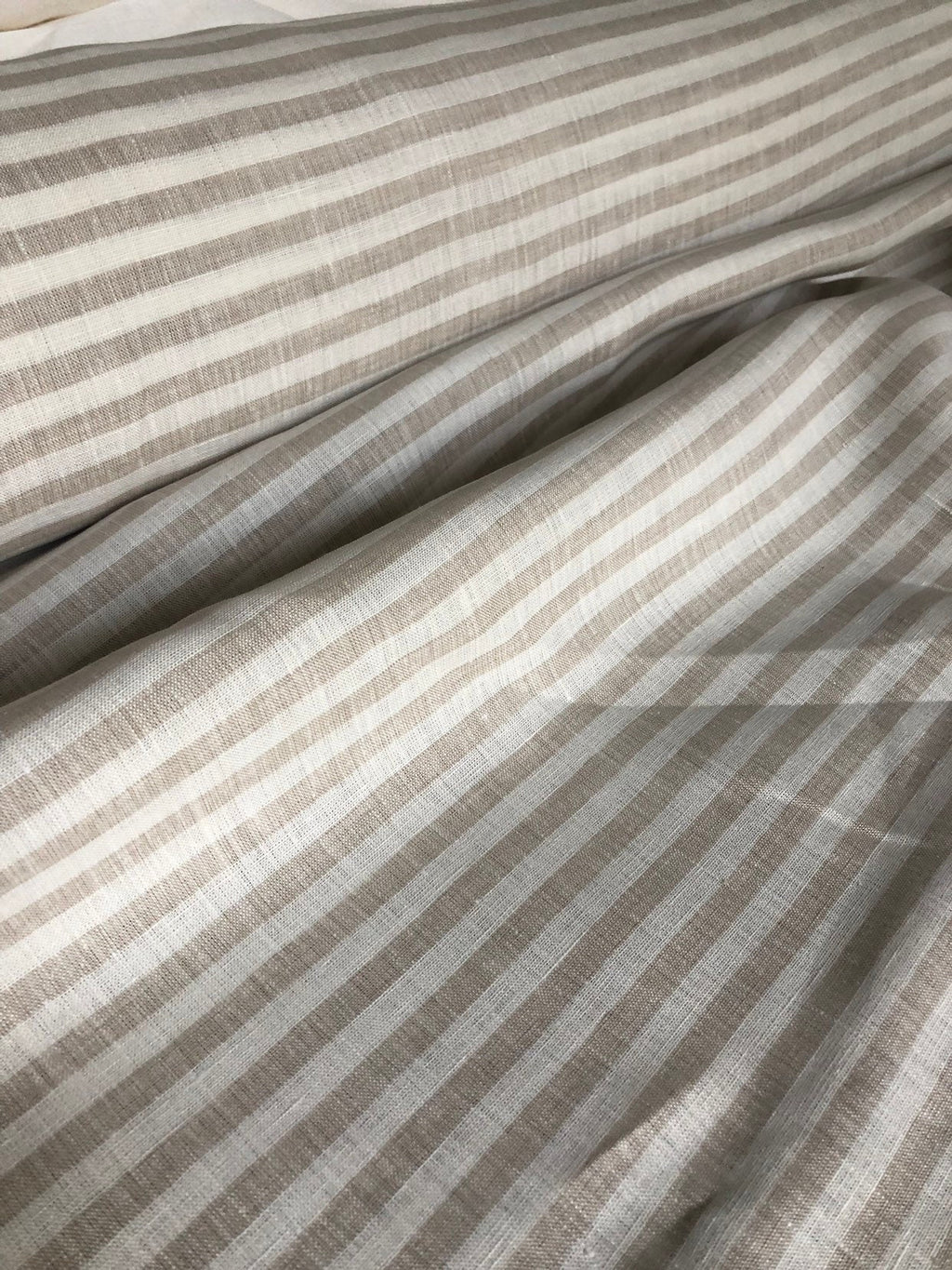 Striped Linen Fabric: Extra Wide Beige Linen, 260cm Width