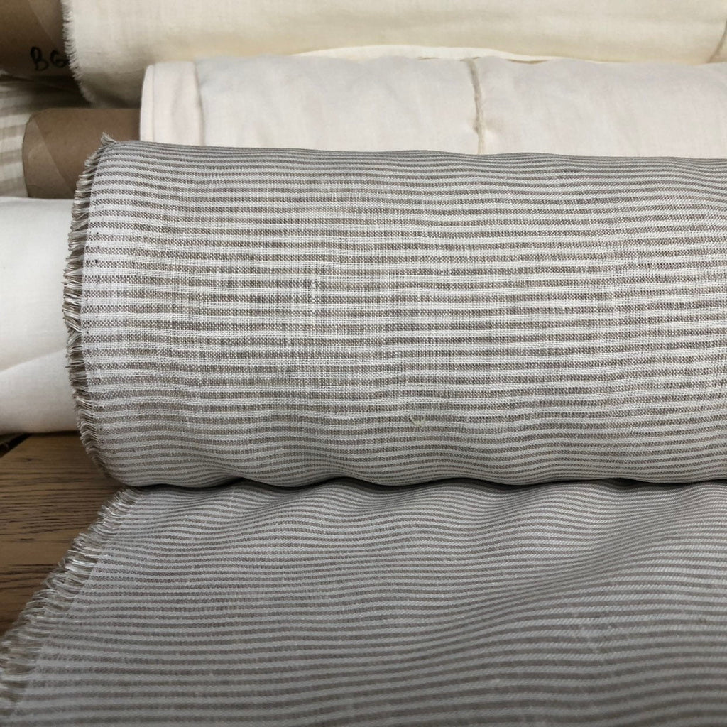 Small Striped 100 % EXTRA wide LINEN fabric BGO205_E not softened, 260 cm width fabric by the metre, bedding linen, bedspread, sewing, linen