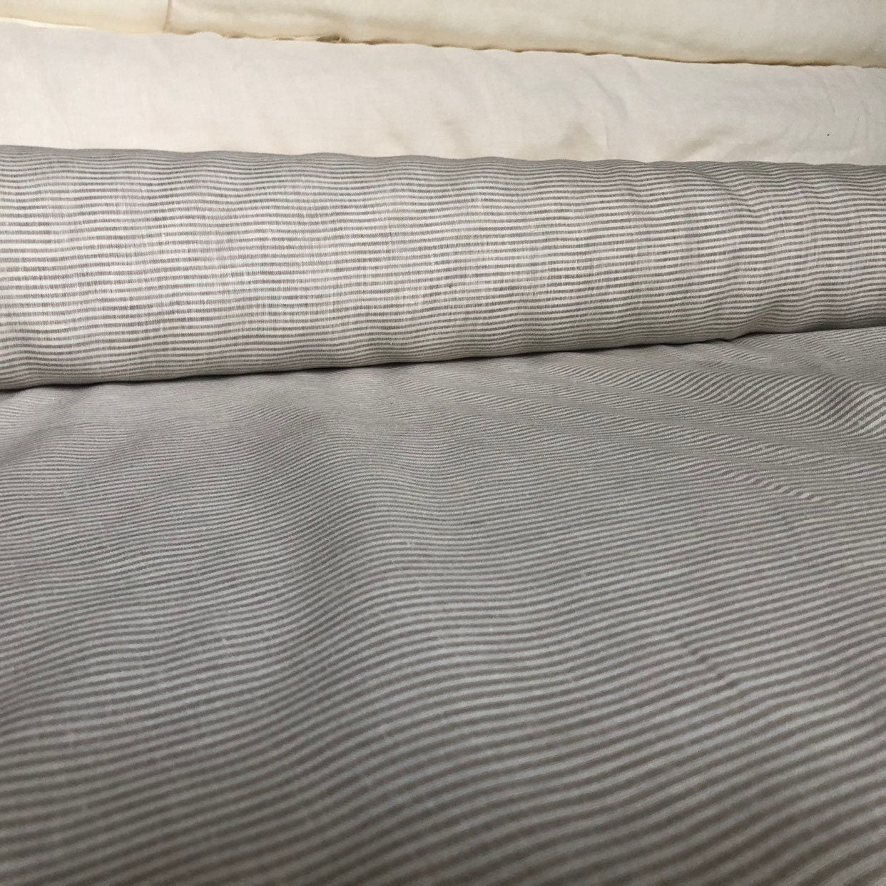 Small Striped 100 % EXTRA wide LINEN fabric BGO205_E not softened, 260 cm width fabric by the metre, bedding linen, bedspread, sewing, linen