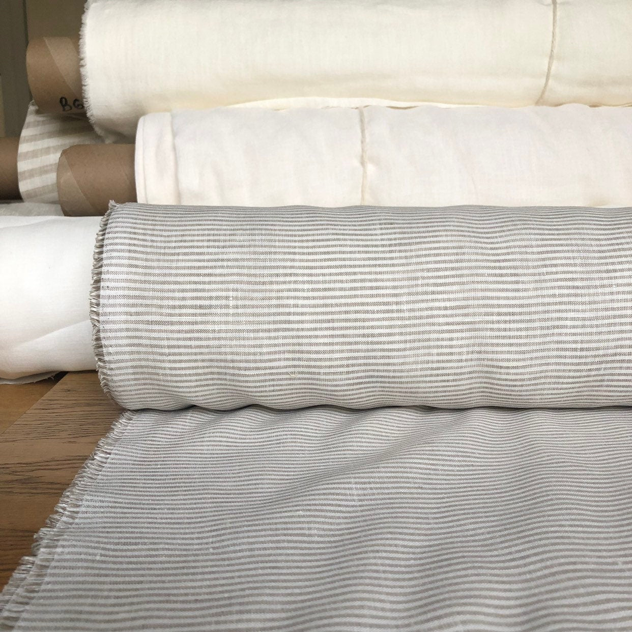 Small Striped 100 % EXTRA wide LINEN fabric BGO205_E not softened, 260 cm width fabric by the metre, bedding linen, bedspread, sewing, linen