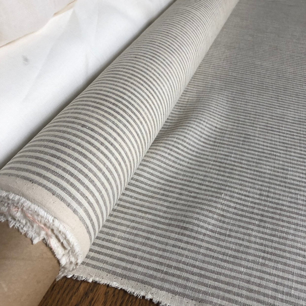 Striped Linen Fabric: Natural Bedding, Sewing Material - 56" Wide