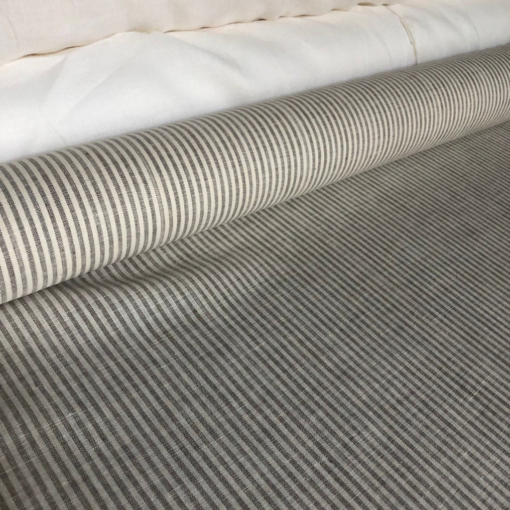 Striped Linen Fabric: Natural Bedding, Sewing Material - 56" Wide