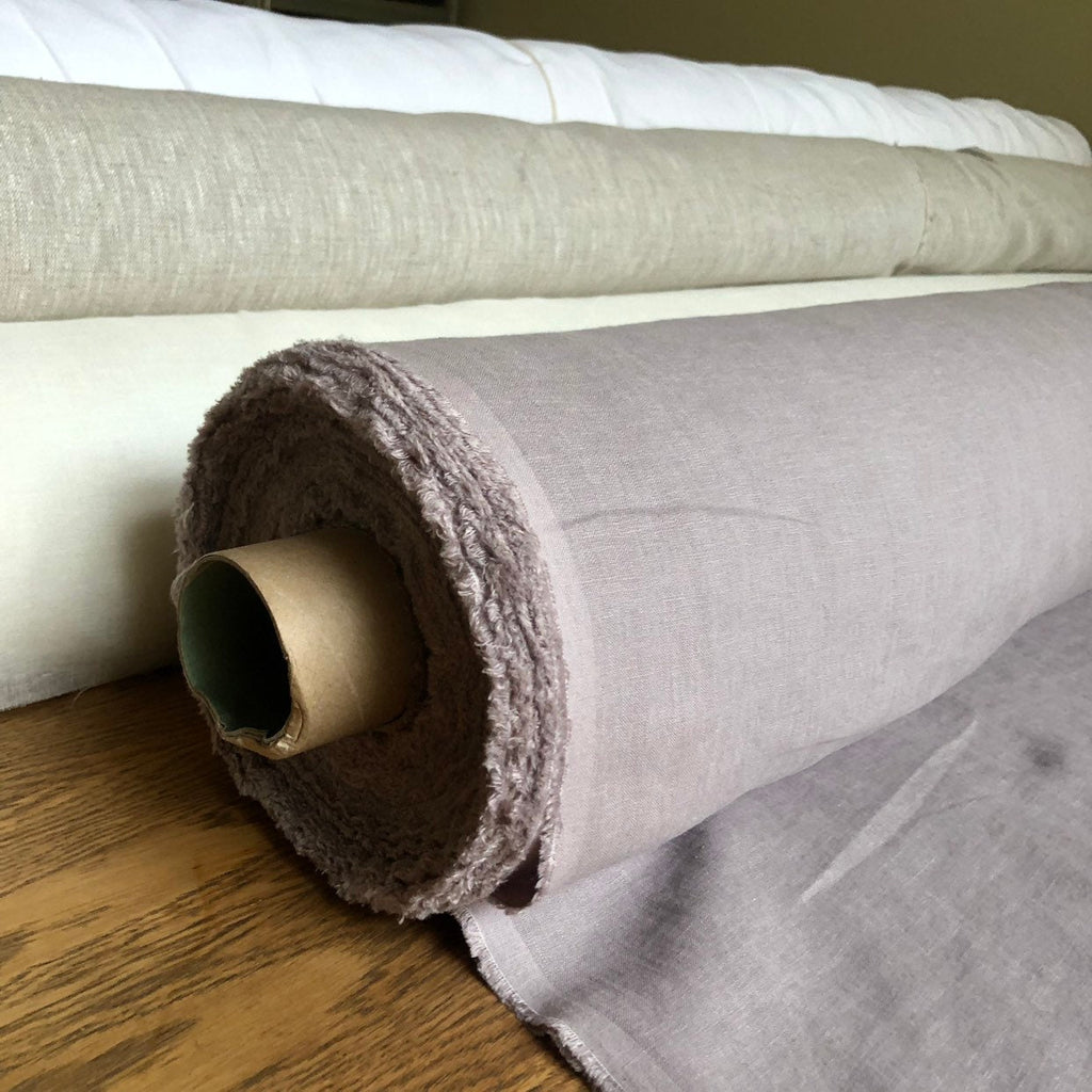 Extra Wide Mystic Lilac Linen Fabric: Softened Bedding Linen (250cm Width)