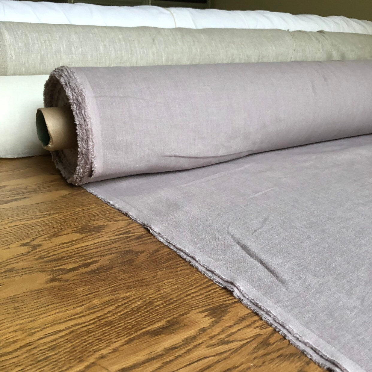 Extra Wide Mystic Lilac Linen Fabric: Softened Bedding Linen (250cm Width)