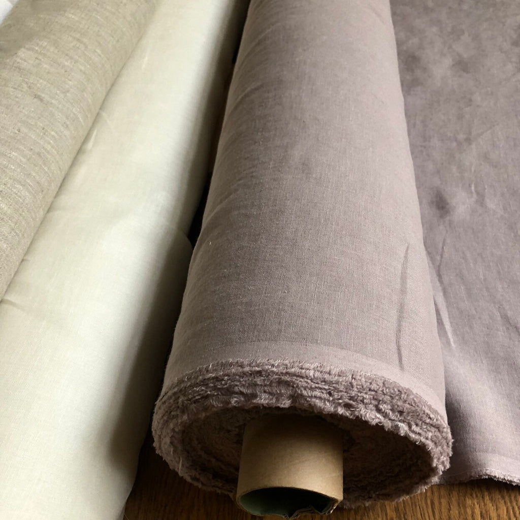 Extra Wide Mystic Lilac Linen Fabric: Softened Bedding Linen (250cm Width)