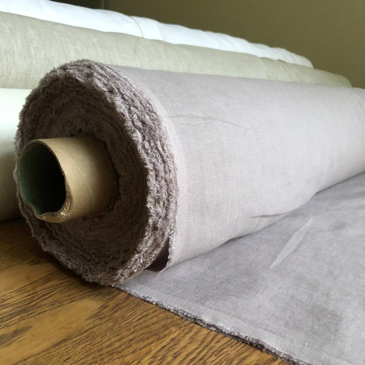 Extra Wide Mystic Lilac Linen Fabric: Softened Bedding Linen (250cm Width)