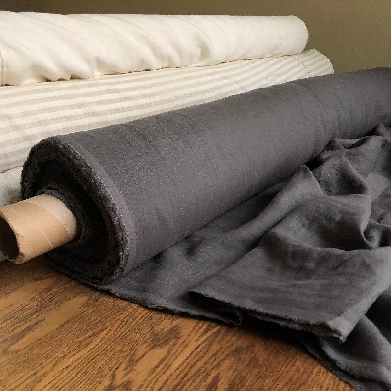 Extra Wide Natural Linen Fabric: Softened Bedding, Sewing (250cm Width)
