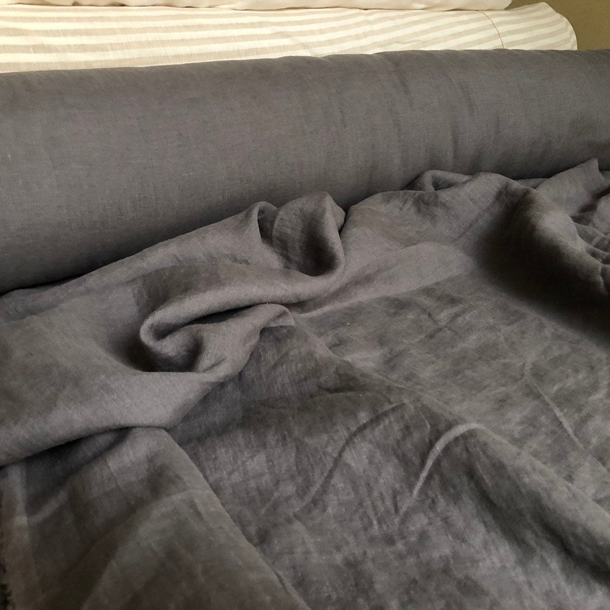 Extra Wide Natural Linen Fabric: Softened Bedding, Sewing (250cm Width)