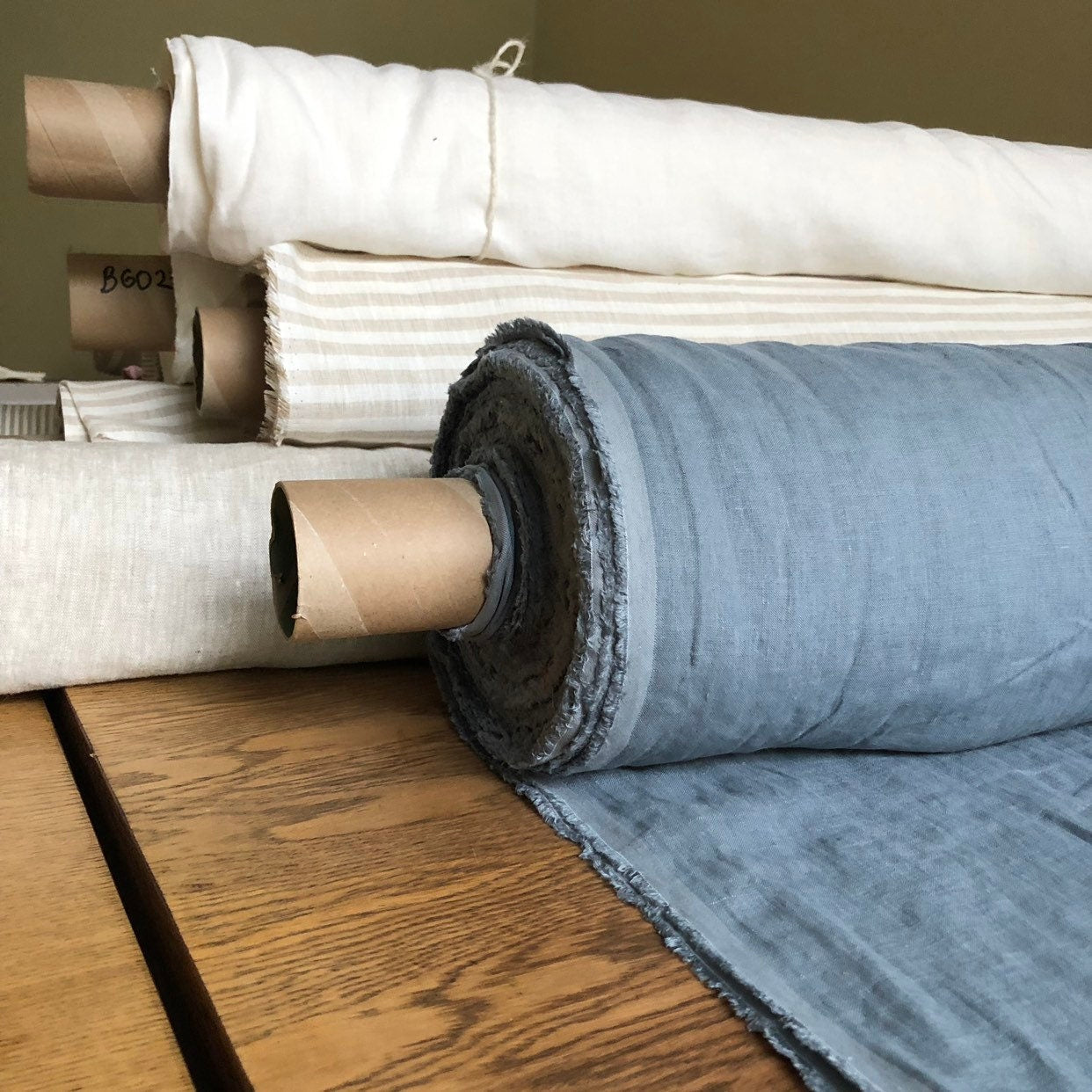Extra Wide Sea Foam Linen Fabric: 250cm Wide, Bedding & Sewing