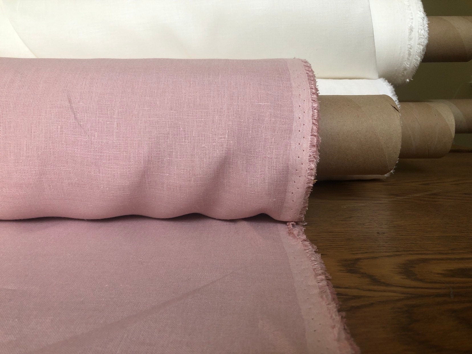 Extra Wide Rose Linen Fabric: 100% Natural, 260cm Wide, For Sewing & Bedding