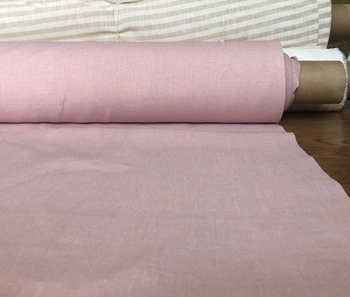 Extra Wide Rose Linen Fabric: 100% Natural, 260cm Wide, For Sewing & Bedding