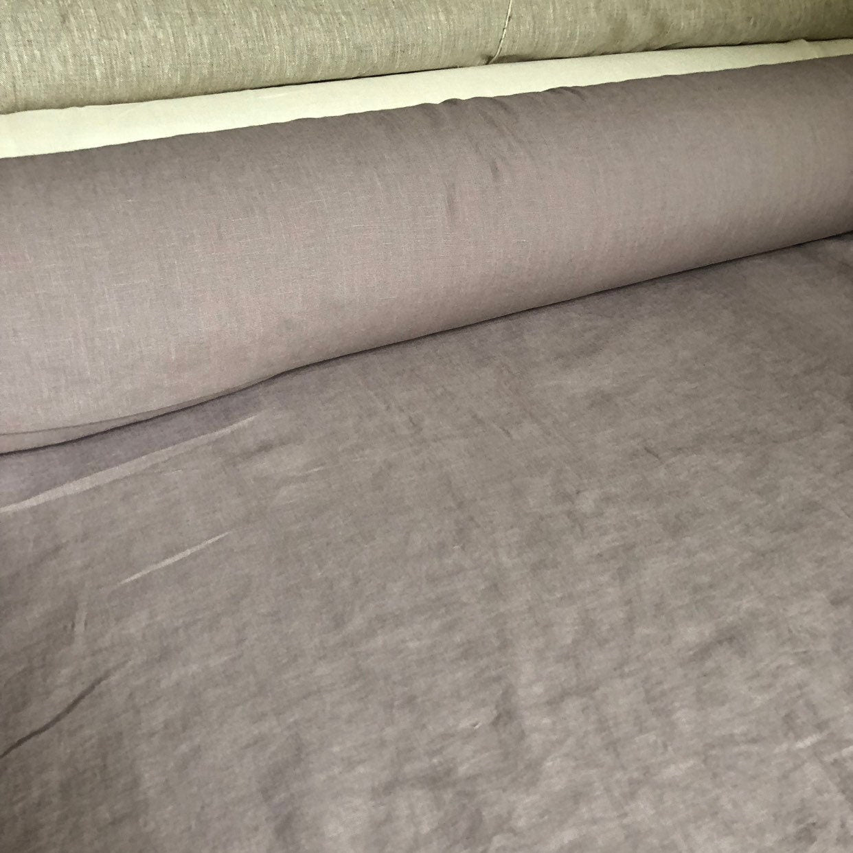 Extra Wide Mystic Lilac Linen Fabric: Softened Bedding Linen (250cm Width)